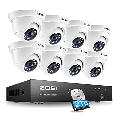 ZOSI H.265+ 4K 홈 보안카메라, CCTV 시스템 아웃도어 실내, 8MP 8-Channel CCTV DVR 레코더  하드디스크 2TB and 8pcs 8MP 감시 카메라, 150ft 롱 나이트 비전, 모션 감지,센서, 리모컨 액세스
