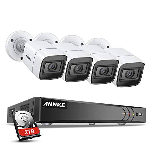 ANNKE 4K 홈 세큐리티 시스템 and 4X 8MP (3840x2160) 울트라 HD 아웃도어 카메라, 8 채널 DVR 레코더 확장가능 감시 시스템 2TB HDD, IP67 내후성, 프리 어플 리모컨 AccessE800