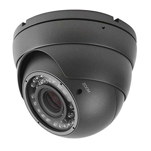 아날로그 CCTV 카메라 HD 1080P 4-in-1 (TVI/ AHD/ CVI/ CVBS) 세큐리티 돔 카메라, 2.8mm-12mm 수동 포커스/ 줌 Varifocal 렌즈, 내후성 메탈 하우징 36 IR-LEDs Day&  나이트 모니터링 (그레이)