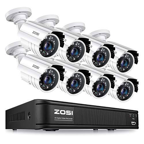 ZOSI 1080p H.265+ 홈 보안카메라, CCTV 시스템, 5MP 라이트 8 채널 CCTV DVR 레코더 8 x 1920TVL 보안카메라, CCTV 아웃도어 실내, 80ft 나이트 비전, 리모컨 액세스, 모션 감지,센서 (No 하드디스크)
