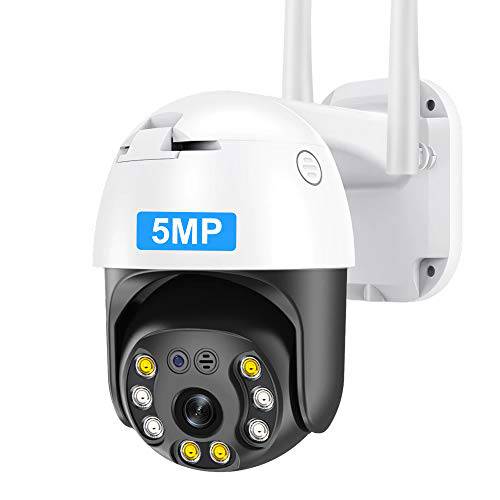 5MP PTZ 와이파이 보안카메라, CCTV 아웃도어, INQMEGAPRO 1920P HD 무선 감시 카메라, 방수 IP카메라, 2-Way 오디오, 강화 나이트 비전, 모션 감지,센서, Onvif, SD 카드 슬롯, 393-5MP
