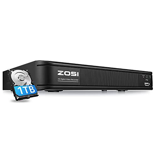 ZOSI H.265+ 5MP 라이트 8 채널 CCTV DVR 레코더  하드디스크 1TB, 리모컨 액세스, 모션 경보 푸시, 하이브리드 Capability 4-in-1(Analog/ AHD/ TVI/ CVI) 풀 1080p HD 감시 DVR  보안카메라, CCTV