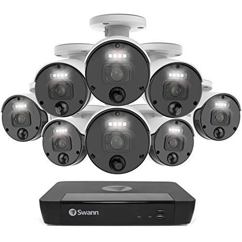 Swann 보안카메라, CCTV 시스템 CCTV, 8 카메라 8 채널 POE NVR 마스터 4K 업스케일 비디오 유선 감시, 실내 아웃도어, 나이트 비전, 열 모션 감지,센서, SWNVK-876808