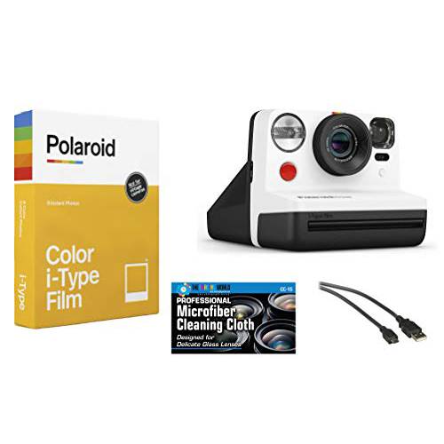 Polaroid Now 인스턴트 필름 카메라 (블랙 and 화이트)+ Polaroid 6000 필름 번들,묶음