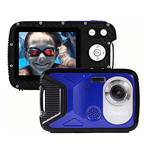 Vmotal 수중 카메라 방수 디지털 카메라 1080P 16MP HD 충전식 카메라 스노클링, 캠핑, 수중, 수영 (블루)