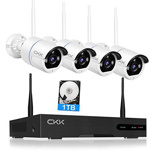 【5MP, 2 웨이 Audio】Wireless 보안카메라, CCTV 시스템, CKK 8 채널 5MP NVR 1TB 하드디스크, 4pcs 5.0 메가픽셀 (2560 × 1920)WiFi IP 세큐리티 감시 카메라 아웃도어 실내, 리모컨 뷰, H.265