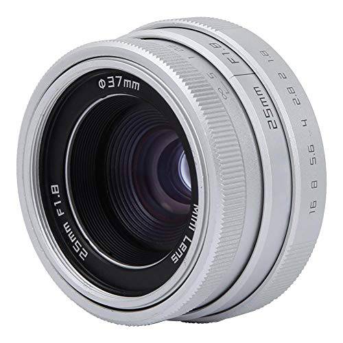25mm F1.8 APS-C 라지 조리개 와이드 앵글 렌즈 수동 포커스 렌즈 올림푸스, 소니, 후지 FX, 니콘, 캐논 EOS M, 펜탁스 미러리스 Camera(Silver)