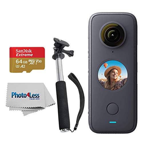 Insta360 원 X2 포켓 카메라+ SanDisk 64GB 익스트림 메모리 카드+ 소형,휴대용 모노포드 - 액션 카메라 스타터 키트