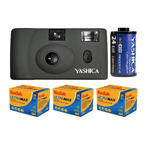 야시카 MF-1 스냅사진 아트 35mm 필름 카메라 세트 (그레이) (1) 야시카 400 and (3) 코닥 GC/ UltraMax 400 필름 Rolls 번들,묶음 (3 아이템)