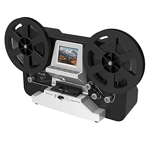8mm&  슈퍼 8 Reels to 디지털 MovieMaker 필름 Sanner 컨버터, 변환기, 프로 필름 디지타이저 머신 2.4 LCD, 블랙 (변환 3 인치 and 5 인치 필름 reels into 디지털) 32 GB SD 카드
