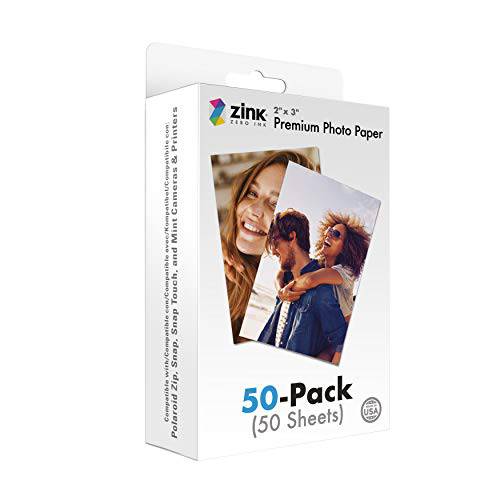 Zink 2x3 프리미엄 인스턴트 사진용지, 인화지, 사진인화지 (50 팩) 호환가능한 Polaroid 스냅, 스냅 터치, Zip and 민트 카메라 and 프린터