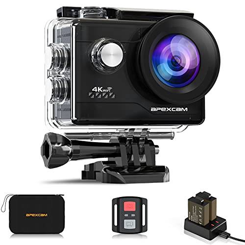 액션 카메라 4K 스포츠 카메라 20MP 40M 170°Wide-Angle 와이파이 방수 수중 카메라 2.4G 리모컨 2 배터리 2.0’’ LCD 울트라 HD 카메라 마운팅 악세사리 키트 [2021 NEW