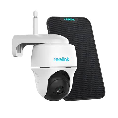 Reolink Argus PT w/ 태양광 패널 - 무선 팬 틸트 태양광, 태양열 와이파이 보안카메라, CCTV 시스템 w/ 충전식 배터리 아웃도어 홈 감시, 2-Way talk, 지원 알렉사/ 클라우드