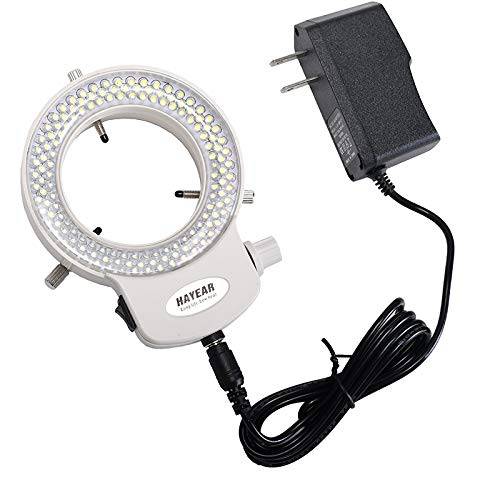 HAYEAR 144 LED 링 라이트 램프 조명기 라이트닝 Sourse Industry 스테레오 Biological 현미경 카메라 파워 어댑터 HY-144B（White）