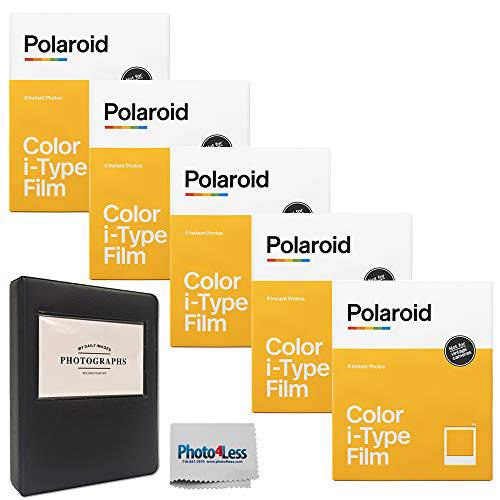 Polaroid 컬러 필름 I-Type (8 Exposures) x 5+  블랙 앨범 Holds 32 포토+  천
