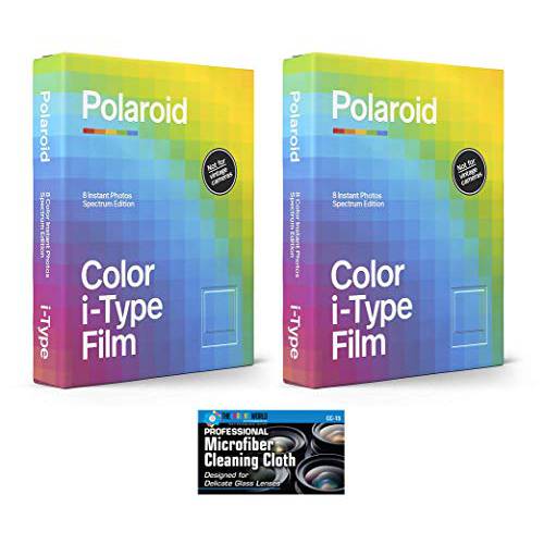Impossible/ Polaroid 컬러 필름 i-Type 인스턴트 카메라 - 레인보우 스펙트럼 에디션 - 2 팩 마이크로 파이버 천