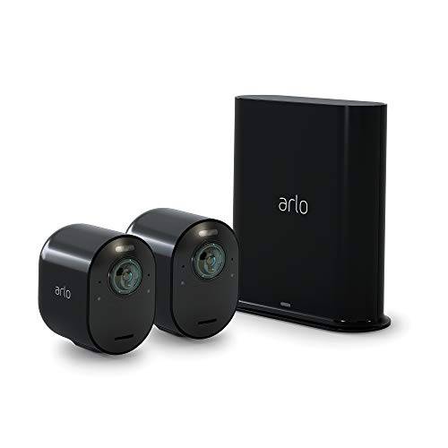 Arlo 울트라 2 스포트라이트 카메라 - 2 카메라 세큐리티 시스템 - 무선, 4K 비디오& HDR, 컬러 나이트 비전, 2 웨이 오디오, Wire-Free, 180º 뷰,  블랙 - VMS5240B-200NAS