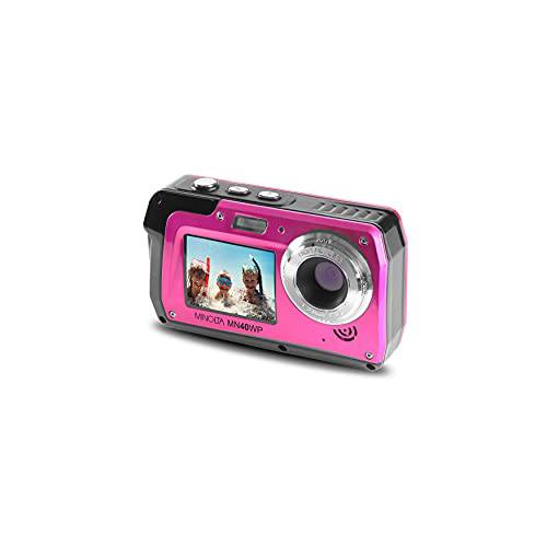 미놀타 48 MP 듀얼 스크린 방수 디지털 카메라 MN40WP, 핑크