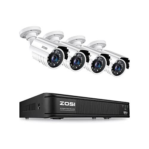 ZOSI 1080p H.265+ 홈 보안카메라, CCTV 시스템, 5MP 라이트 8 채널 CCTV DVR 레코더 4 x 1920TVL 보안카메라, CCTV 아웃도어 실내, 80ft 나이트 비전, 리모컨 액세스, 모션 감지,센서 (No 하드디스크)