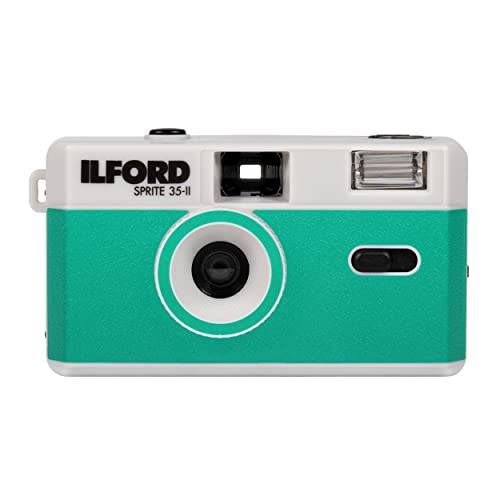 Ilford Sprite 35-II 리유저블,재사용/ Reloadable 35mm 아날로그 필름 카메라 (실버 and 청록색)