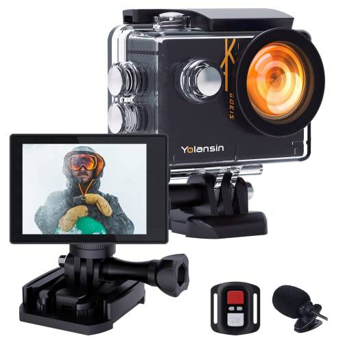【2021 업그레이드】 액션 카메라 4K 60FPS 20MP 와이파이 40M 방수 수중 카메라 EIS 스포츠 카메라 170 ° 와이드 앵글 HD DV 캠코더 2.4G 리모컨 헬멧 카메라