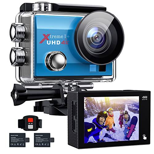 4K 20MP 액션 카메라 131FT 방수 수중 카메라 듀얼 마이크,마이크로폰, EIS, 와이파이,  리모컨, 스포츠 캠 2 배터리 and 마운팅 악세사리 키트 (블루)
