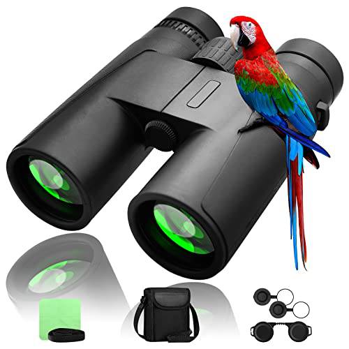 12x42 컴팩트 쌍안경 성인, 프로페셔널 HD 하이 파워 방수 쌍안경 새 관찰 사냥 등산 콘서트 스포츠 여행용 야생동물 w/ BAK4 프리즘 FMC 렌즈
