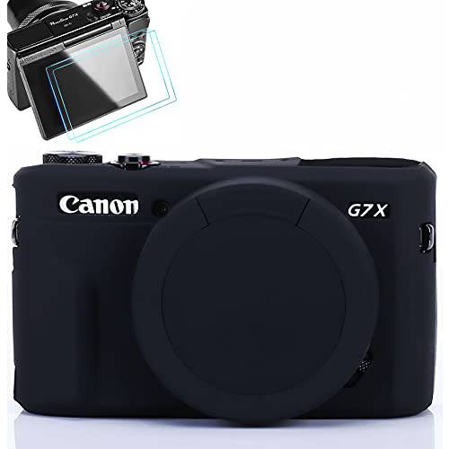 Pocoukate 카메라 바디 케이스 캐논 G7X/ G7X Mark II 실리콘 케이스 커버 광학 9H 강도 0.3mm Ultra-Thin DSLR 카메라 화면보호필름, 액정보호필름