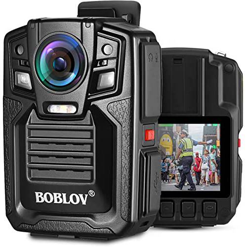 BOBLOV HD66-02/ D7 128GB/ 64GB Police 바디 카메라, 1296P 방수 Police 바디 카메라 오디오, 2 배터리 and 충전 도크 스테이션 and 170° 와이드 앵글, 나이트 비전 바디 카메라 (32GB)