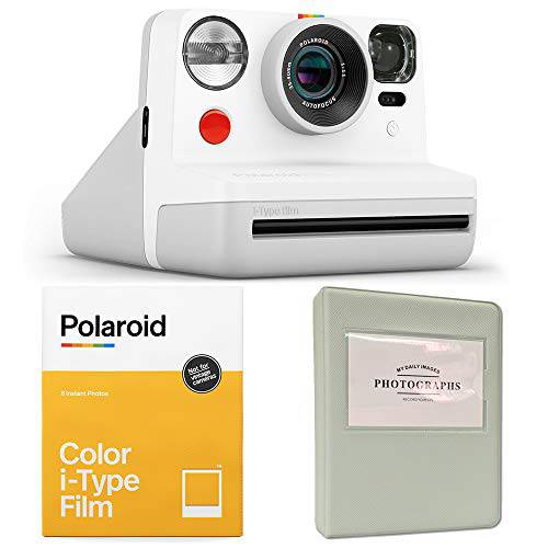Polaroid Now i-Type 카메라 - 화이트+ Polaroid 컬러 필름 i-Type (8 Exposures)+  앨범 Holds 32 포토 - Great 밸류 키트
