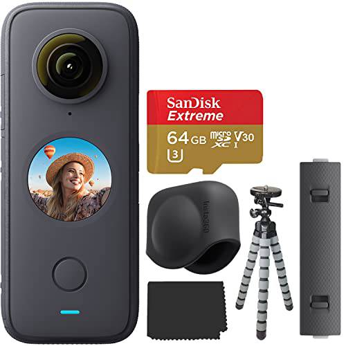 Insta360 원 X2 포켓 카메라+  배터리+ 64GB SD 카드+  삼각대+  렌즈 캡+  천