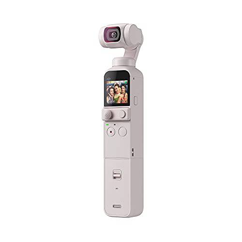 DJI 포켓 2 익스클루시브 콤보 (일몰 화이트) - Pocket-Sized Vlogging 카메라, 3-Axis 전동 짐벌, 4K 비디오 레코더, 64MP 포토, 액티브트랙 3.0, 유튜브 TikTok 비디오, 안드로이드 and 아이폰