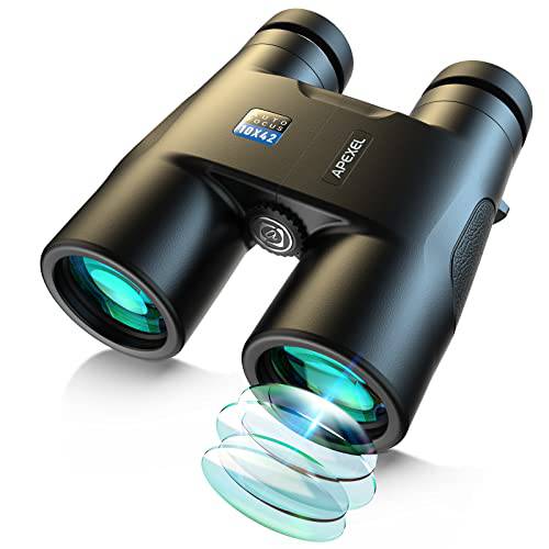 10X42 HD 쌍안경 성인- 오토 포커스 쌍안경 슈퍼 브라이트 라지 뷰 -방수 쌍안경 사냥 새 관찰, 여행용, BAK4 프리즘 FMC Lens-with 2 스트랩&  캐링 백