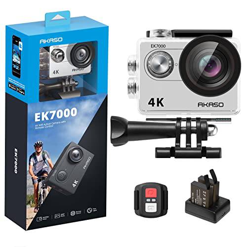 AKASO EK7000 4K30FPS 액션 카메라 울트라 HD 수중 카메라 170 도 와이드 앵글 98FT 방수 카메라 실버