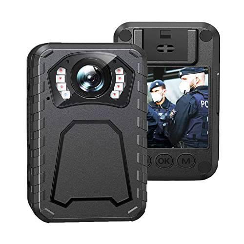 바디 카메라, 1296P 바디 웨어러블 카메라, 128G 메모리, Police 바디 카메라 경량 and 휴대용, 10HR 배터리 Life, 클리어 나이트 비전, 홈/ 아웃도어/ Law Enforcement