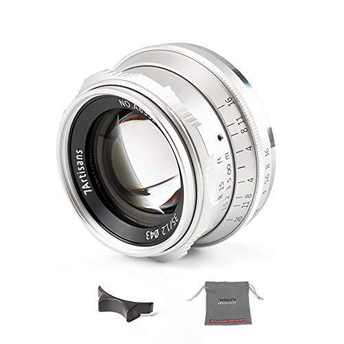 7artisans 35mm F1.2 라지 조리개 렌즈 APS-C 수동 포커스 올림푸스/ 파나소닉 Mico 4/ 3 마운트 컴팩트 미러리스 Cameras(Silver)