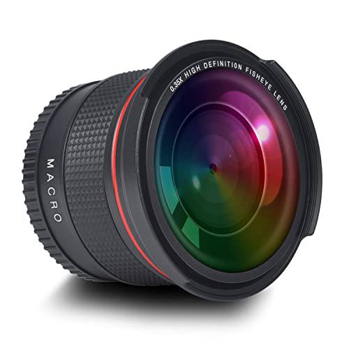 카메라 어안 렌즈, Tectra 55MM 0.35x 와이드 앵글 어안 렌즈 (w/ 매크로 Portion) 니콘 D3400, D5600 and 소니 알파 카메라
