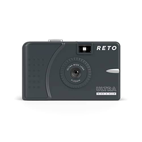 RETO 울트라 와이드 and 슬림 35mm 리유저블,재사용 일광 필름 카메라 - 22mm 와이드 렌즈, 포커스 프리,  경량, 간편 to 사용 (차콜, 숯)
