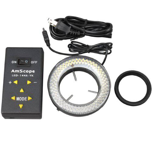 AmScope LED-144A 144-LED Lighting-Direction-Adjustable 현미경 링 라이트 어댑터포함 스테레오 현미경