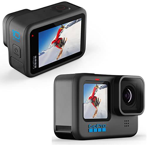 고프로 HERO10 블랙 - E-Commerce 포장, 패키징 - 방수 액션 카메라 전면 LCD and 터치 리어,후방 스크린, 5.3K60 울트라 HD 비디오, 23MP 포토, 1080p 라이브 스트리밍, 웹캠, 스테빌라이제이션