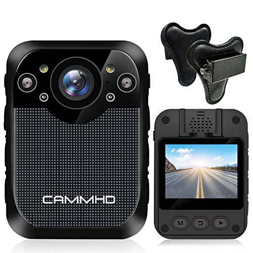 CAMMHD D1-32GB 바디 카메라 and 자석 마운트, 1296p Police 바디 카메라 오디오 and 비디오 레코딩 8Hours, 나이트 비전, 3000mAh Battary, 2 인치 디스플레이, 방수 바디 카메라 Law Enforcement