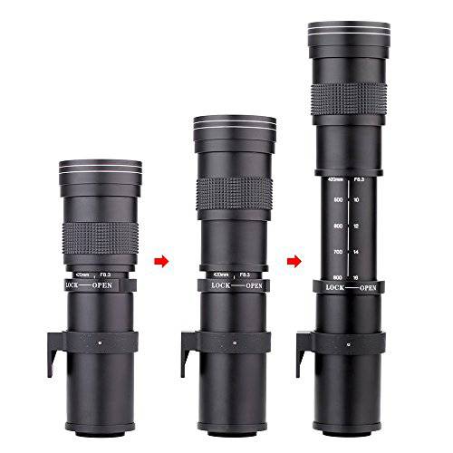 JINTU 420-800mm 수동 망원 렌즈 호환가능한 소니 알파 A900 A700 A550 A350 A58 A99 A77 A100 A500 A450 A290 A390 A560 A850 A200 A300 SLR 카메라