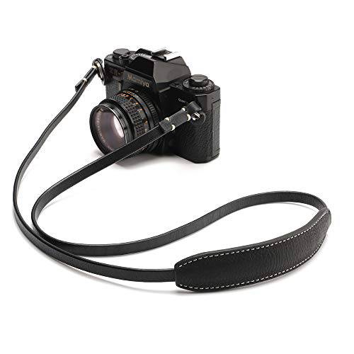 CANPIS CP005 가죽 카메라 넥 숄더 스트랩 움직일수있는 패드 호환가능한 소니 라이카 캐논 후지필름 올림푸스 파나소닉 카메라 (컬러: 블랙, Length 108cm)