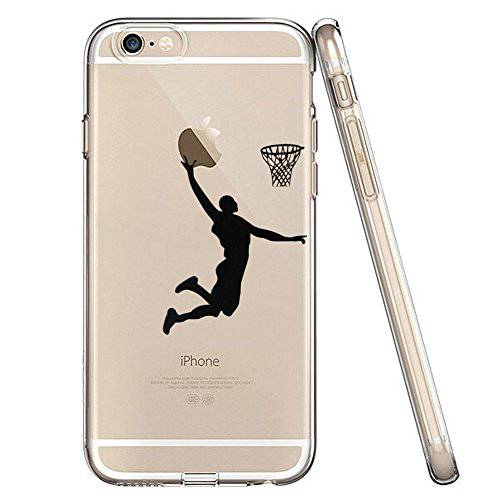 LEECOCO 아이폰 5S 케이스, 아이폰 SE 케이스 아이폰 5 케이스 Creative Ultra-thin 투명 TPU 소프트 후면 커버 케이스 for 아이폰 5/ 5S/ SE (Boys Basketball, 블랙)