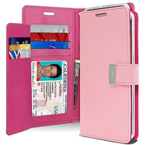 갤럭시 노트 8 케이스, [보호] GOOSPERY Rich Diary [지갑 케이스] 프리미엄 부드러운 합성 가죽 케이스 [ID / 카드 및 현금 슬롯] 삼성 갤럭시 노트 용 커버 8 (핑크) NT8-RIC-PNK