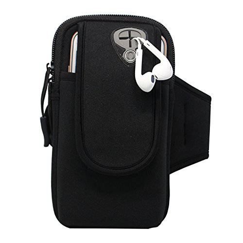 Phone Armband Sleeve: Best Running Sports Arm Band Strap Holder Pouch Case for Exercise Workout Fits iPhone SE 6 6S 7 8 X Plus iPod Android Samsung Galaxy S5 S6 S7 S8 Note 4 5 (Black)