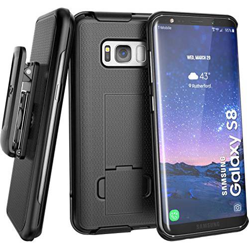 En케이스d 갤럭시 S8 벨트 Clip Holster 케이스 (Secure-fit) DuraClip Combo (SAMSUNG 갤럭시 S8) (Smooth 블랙)