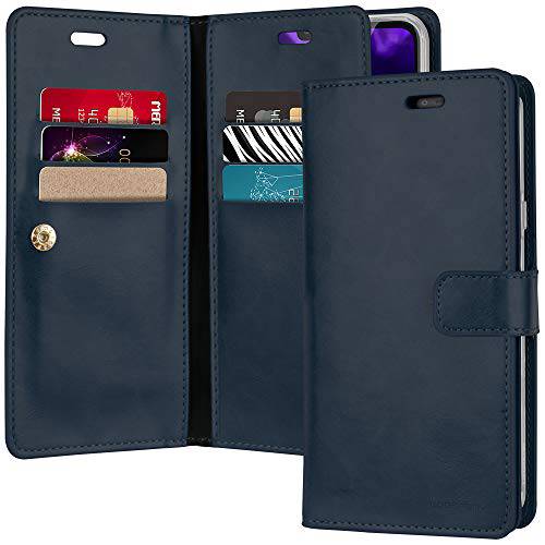 GOOSPERY LG V40 Case, LG V40 ThinQ Case [Extra Card & Cash Slots] Mansoor Diary [Double Sided Wallet Case] Premium PU Leather Flip Cover [Drop Protection] for LG V40 ThinQ (Navy) LGV40-MAN-NVY