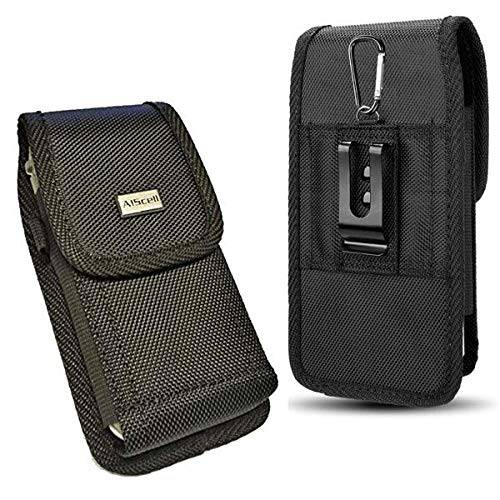 AISCELL  파우치 Hip Holster 캐링 케이스 for Sonim XP5s, XP5, XP5700, 헤비 듀티 블랙 Nylon Canvas 파우치 캐링 케이스 메탈 벨트 Clip 벨트 루프 Holster for Naked 폰 (Not for 러버 케이스 on)