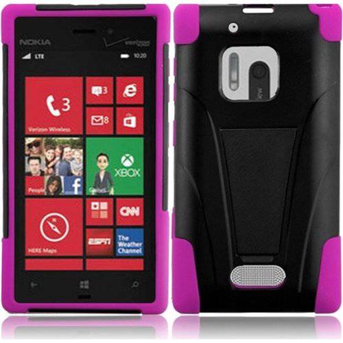 HR 무선 노키아 Lumia 928 T-Stand 커버 - 리테일 포장, 패키징 - 블랙/ 핫 핑크